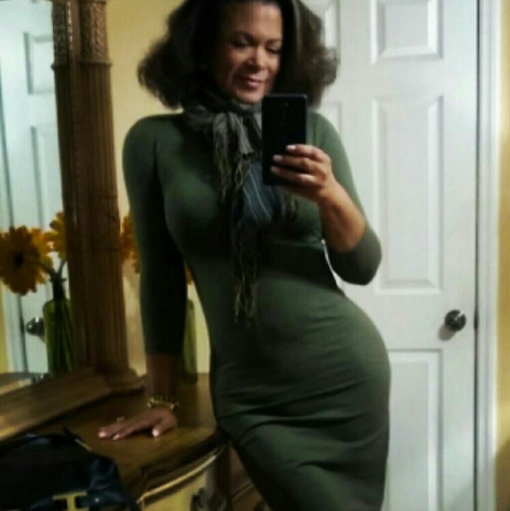 Olive Forever 21 Midi Tshirt Dress